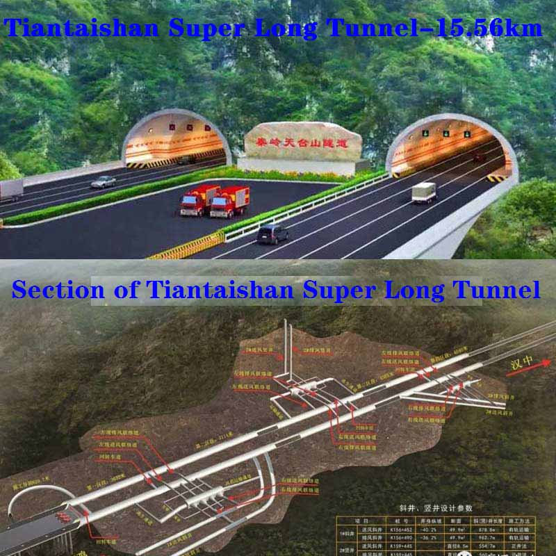 Los 15,56 kilómetros del Tiantaishan Tunnel World Top 1 escala y dificultad del rango de construcción